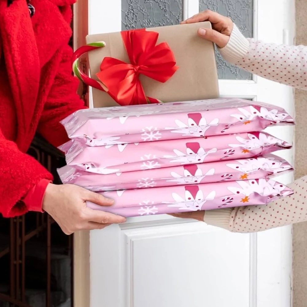 10Pk 10x13 Christmas Trees Candy Canes Snowflakes Poly Mailers Shipping Bags Set